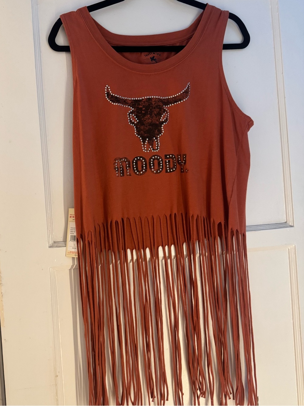 Idyllwind Fringe Tank Top - Moody Graphic - Rust